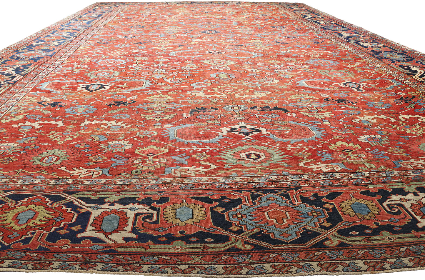 16 x 26 Antique Red Allover Persian Serapi Rug 78845