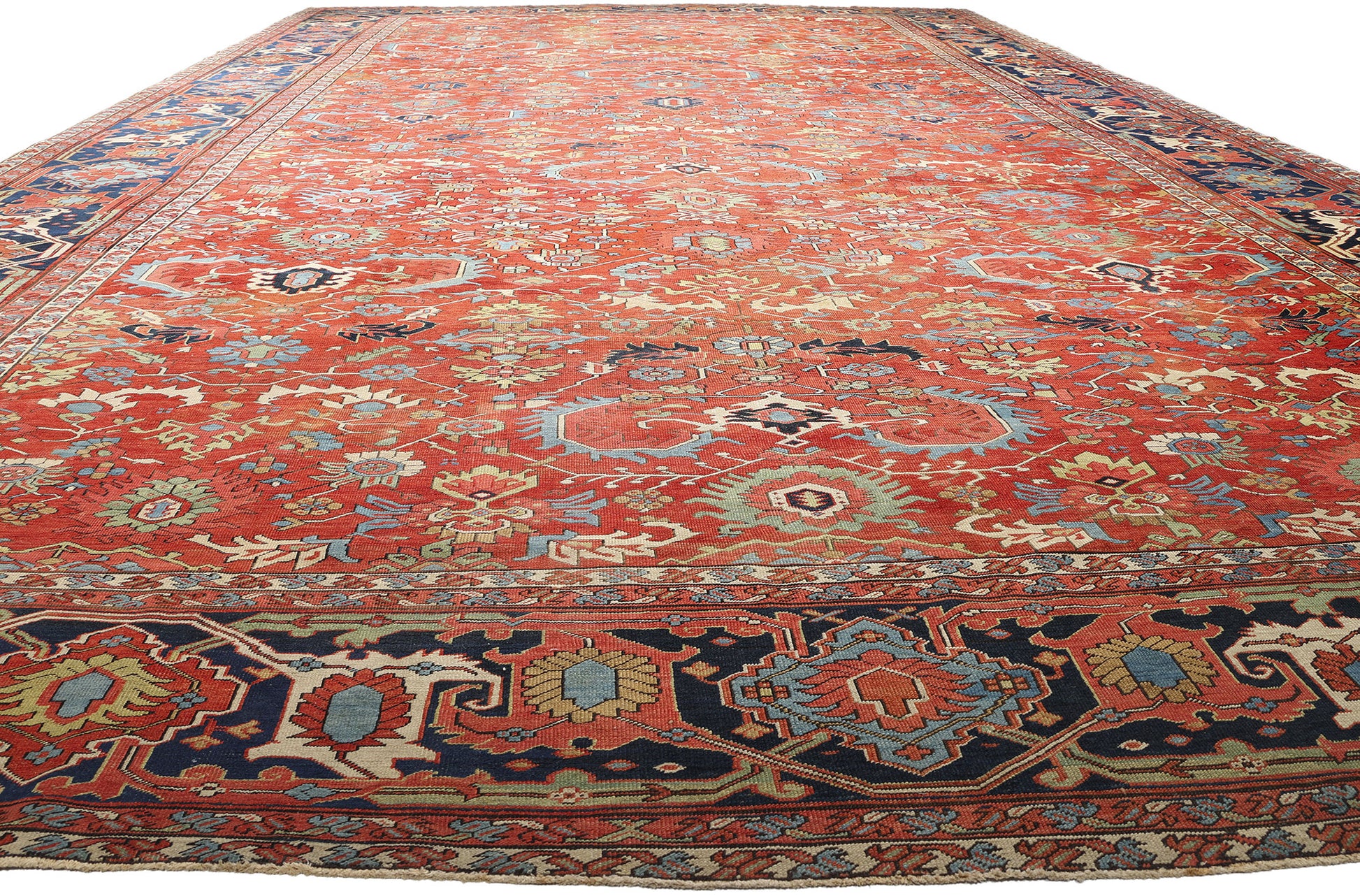 16 x 26 Antique Red Allover Persian Serapi Rug 78845