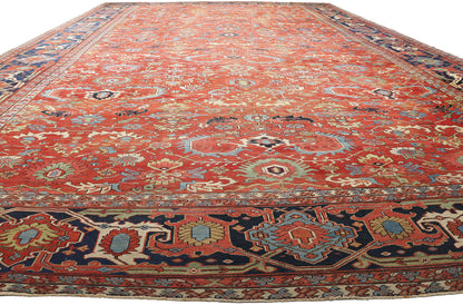 16 x 26 Antique Red Allover Persian Serapi Rug 78845