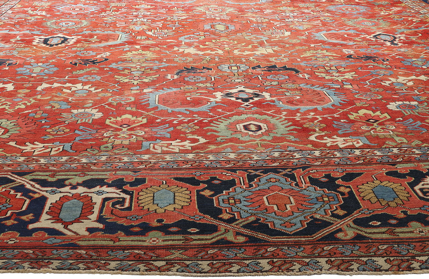 16 x 26 Antique Red Allover Persian Serapi Rug 78845
