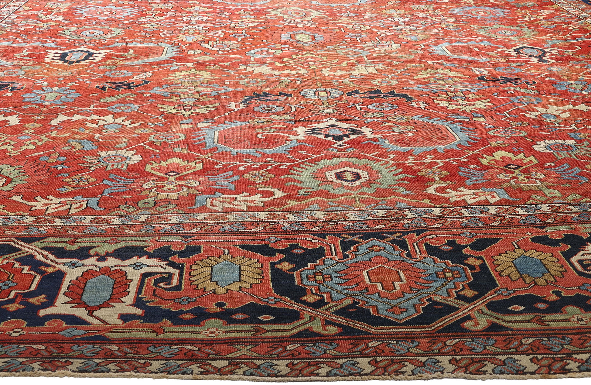 16 x 26 Antique Red Allover Persian Serapi Rug 78845