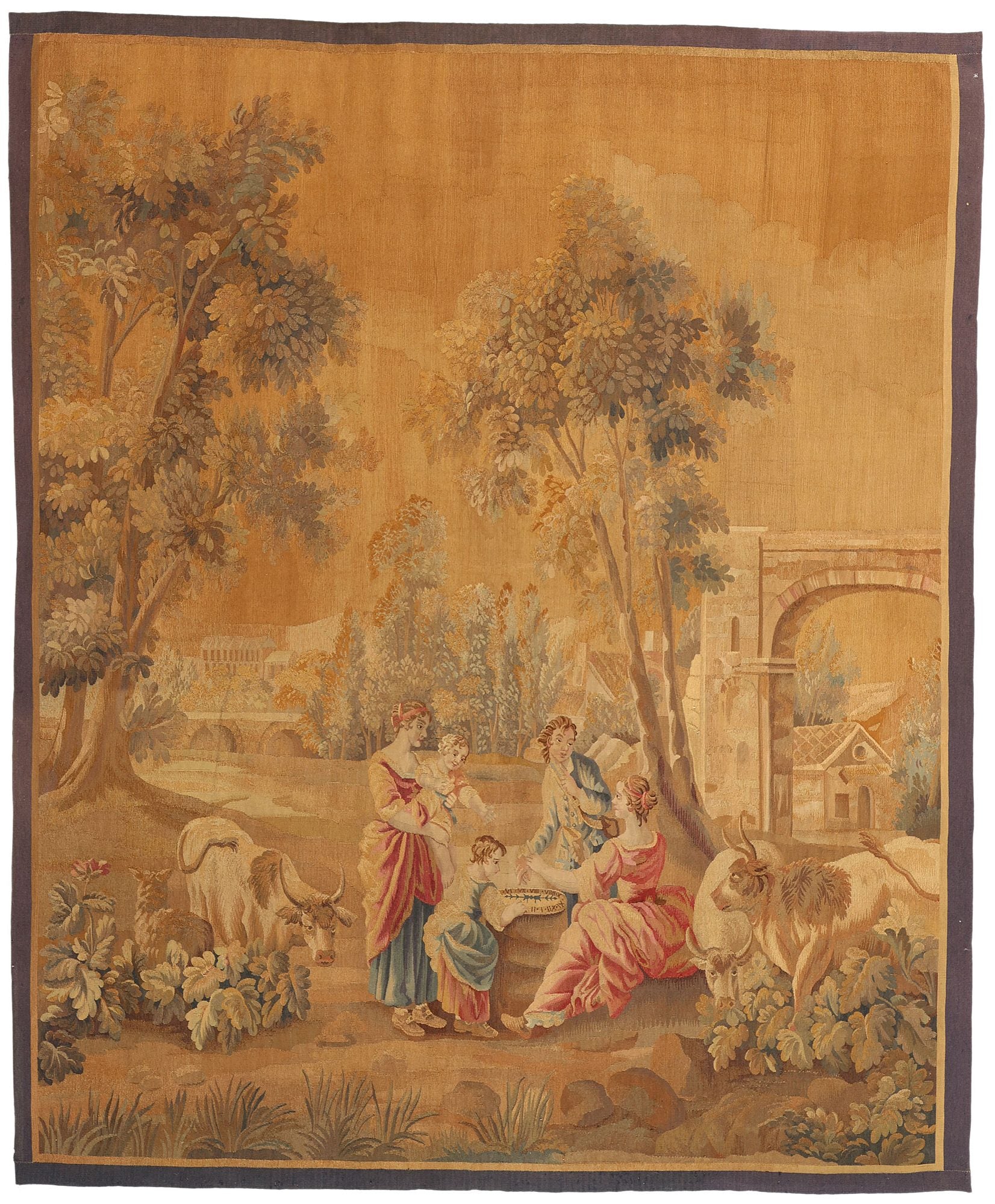 7 x 9 Antique French Aubusson Tapestry 73625