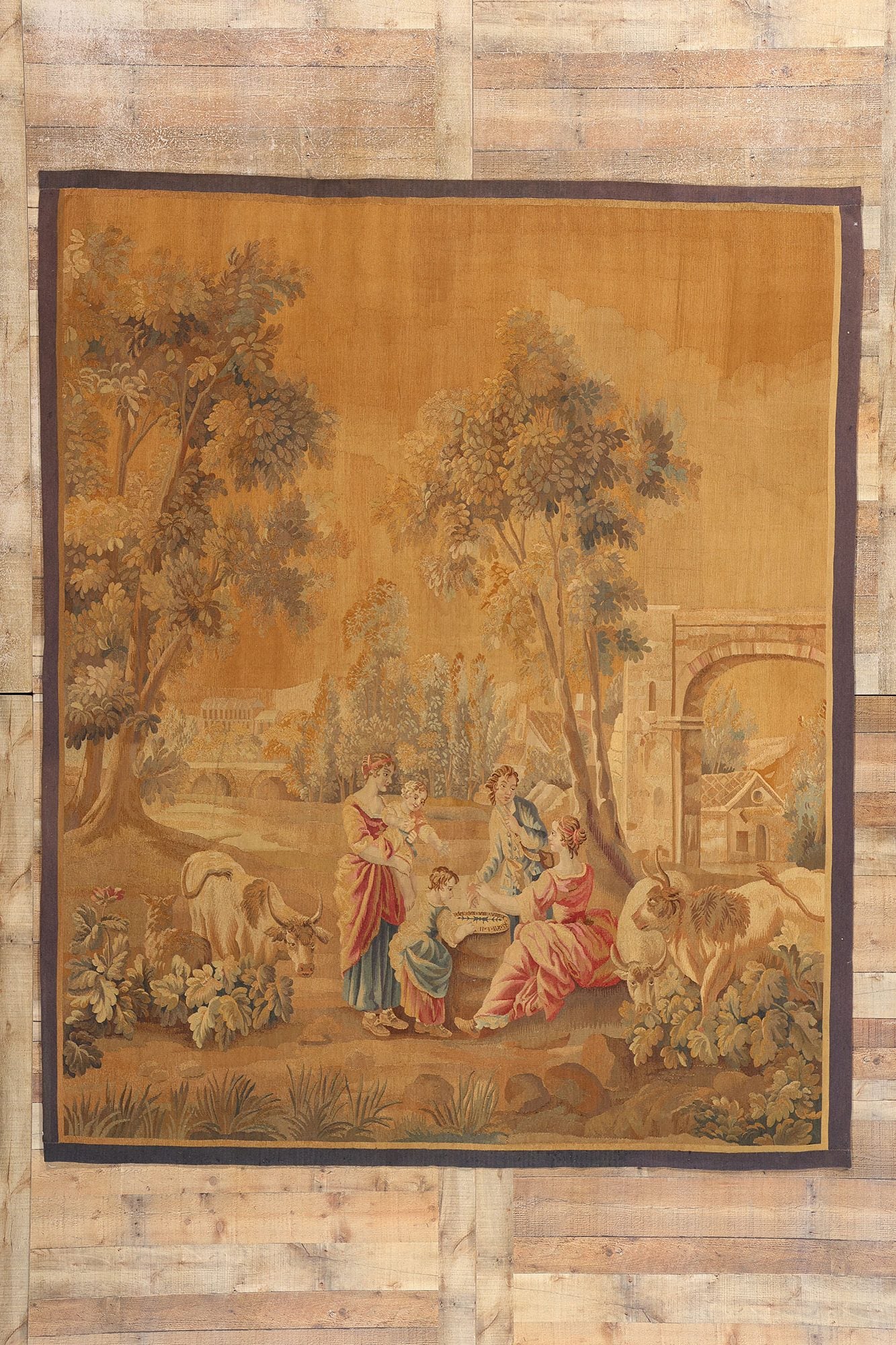 7 x 9 Antique French Aubusson Tapestry 73625