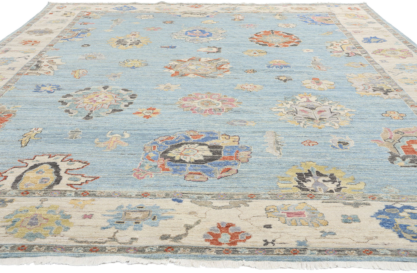 9 x 12 Modern Light Blue Oushak Rug 31057