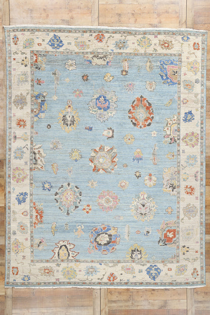 9 x 12 Modern Light Blue Oushak Rug 31057