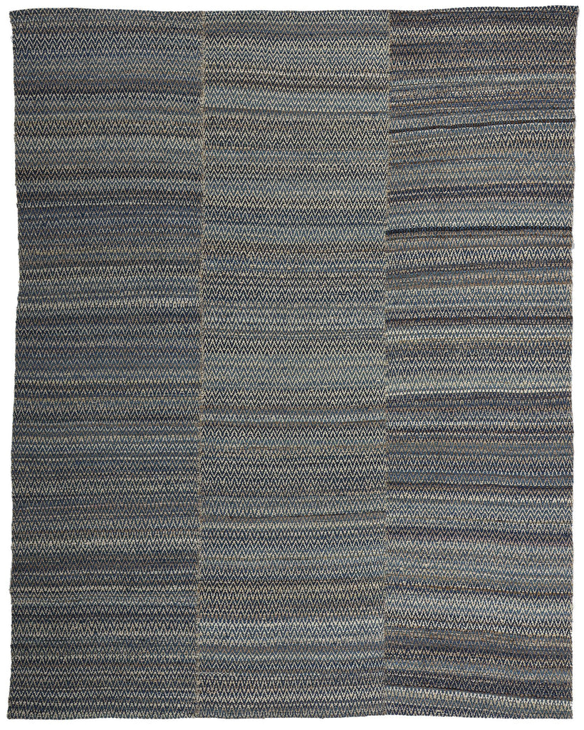 8 x 10 Modern Blue Earth-Tone Chevron Kilim Rug 81103