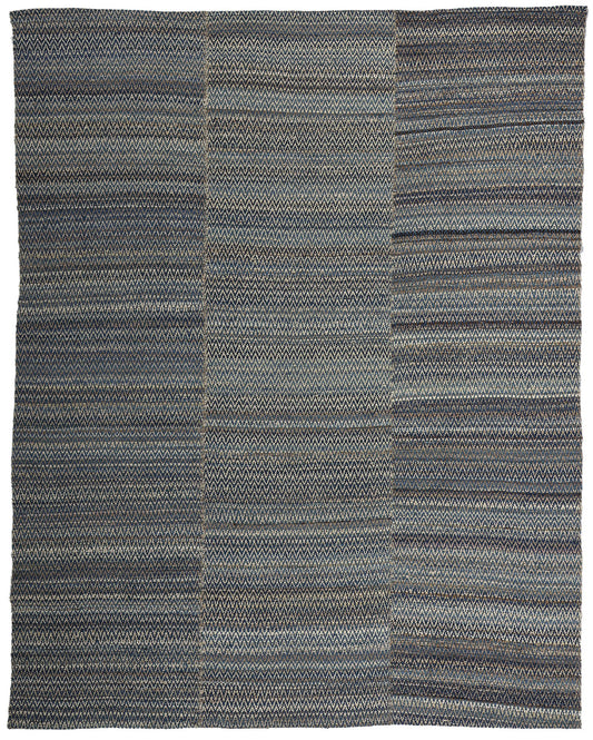 8 x 10 Modern Blue Earth-Tone Chevron Kilim Rug 81103