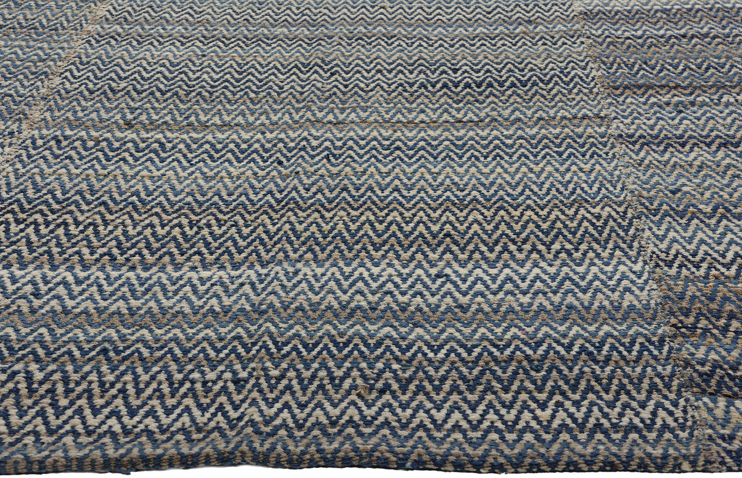 8 x 10 Modern Blue Earth-Tone Chevron Kilim Rug 81103