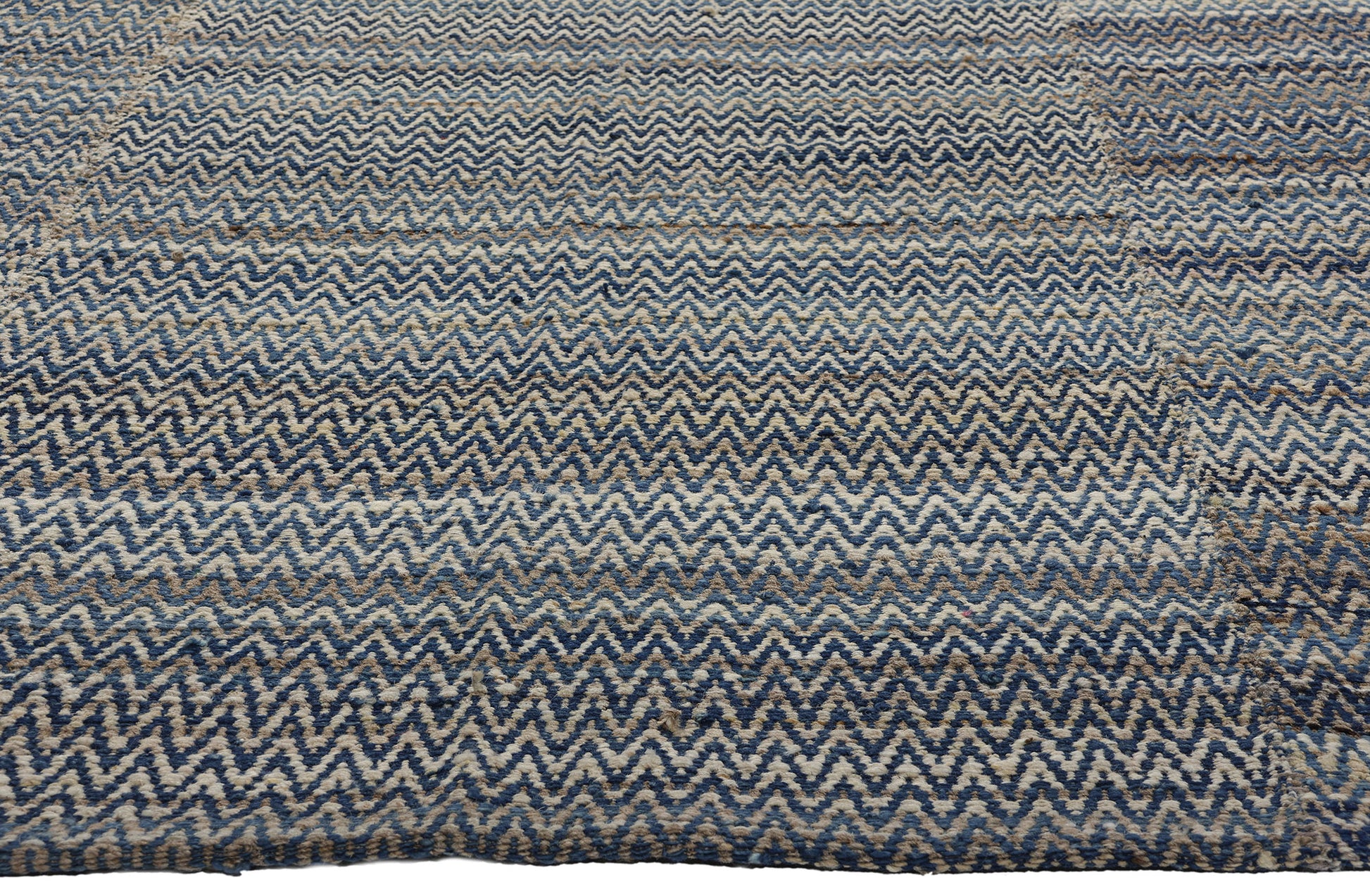 8 x 10 Modern Blue Earth-Tone Chevron Kilim Rug 81103