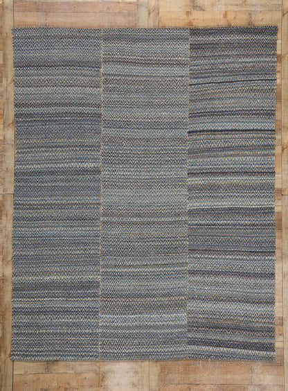 8 x 10 Modern Blue Earth-Tone Chevron Kilim Rug 81103