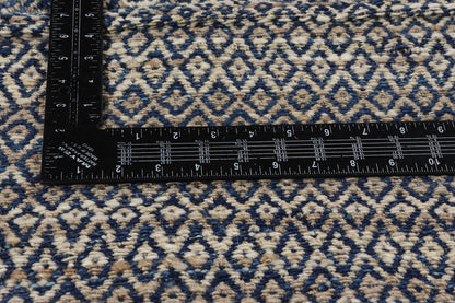9 x 12 Modern Blue Earth-Tone Diamond Kilim Rug 81099