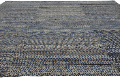 9 x 12 Modern Blue Earth-Tone Diamond Kilim Rug 81099