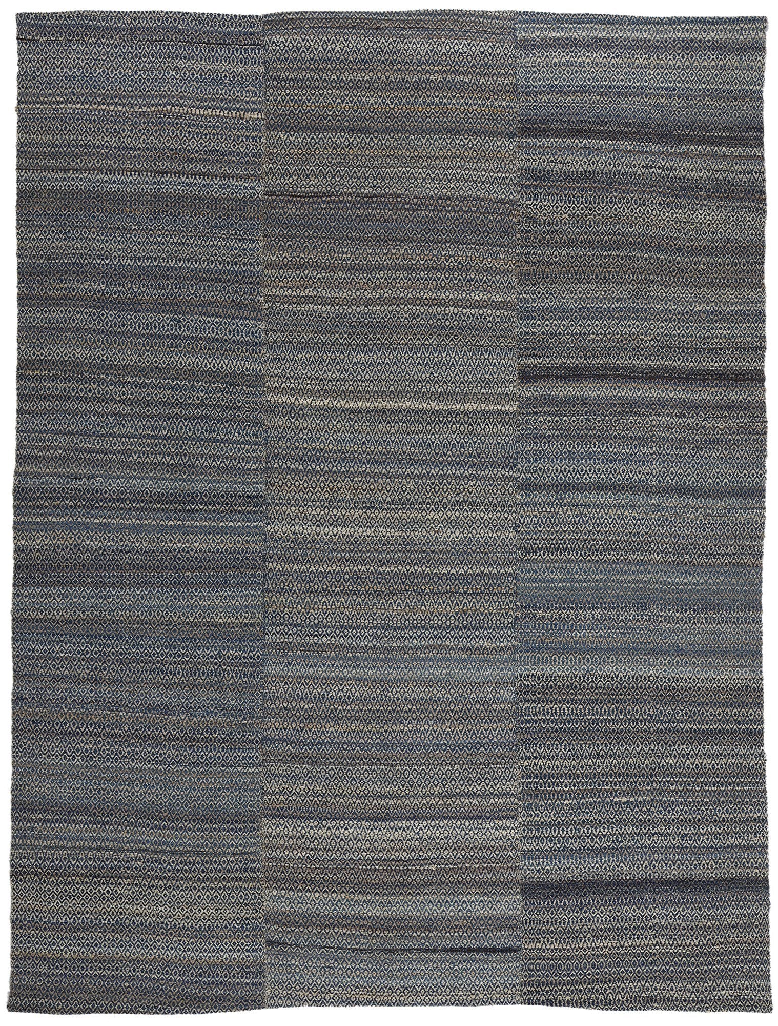 9 x 12 Modern Blue Earth-Tone Diamond Kilim Rug 81099