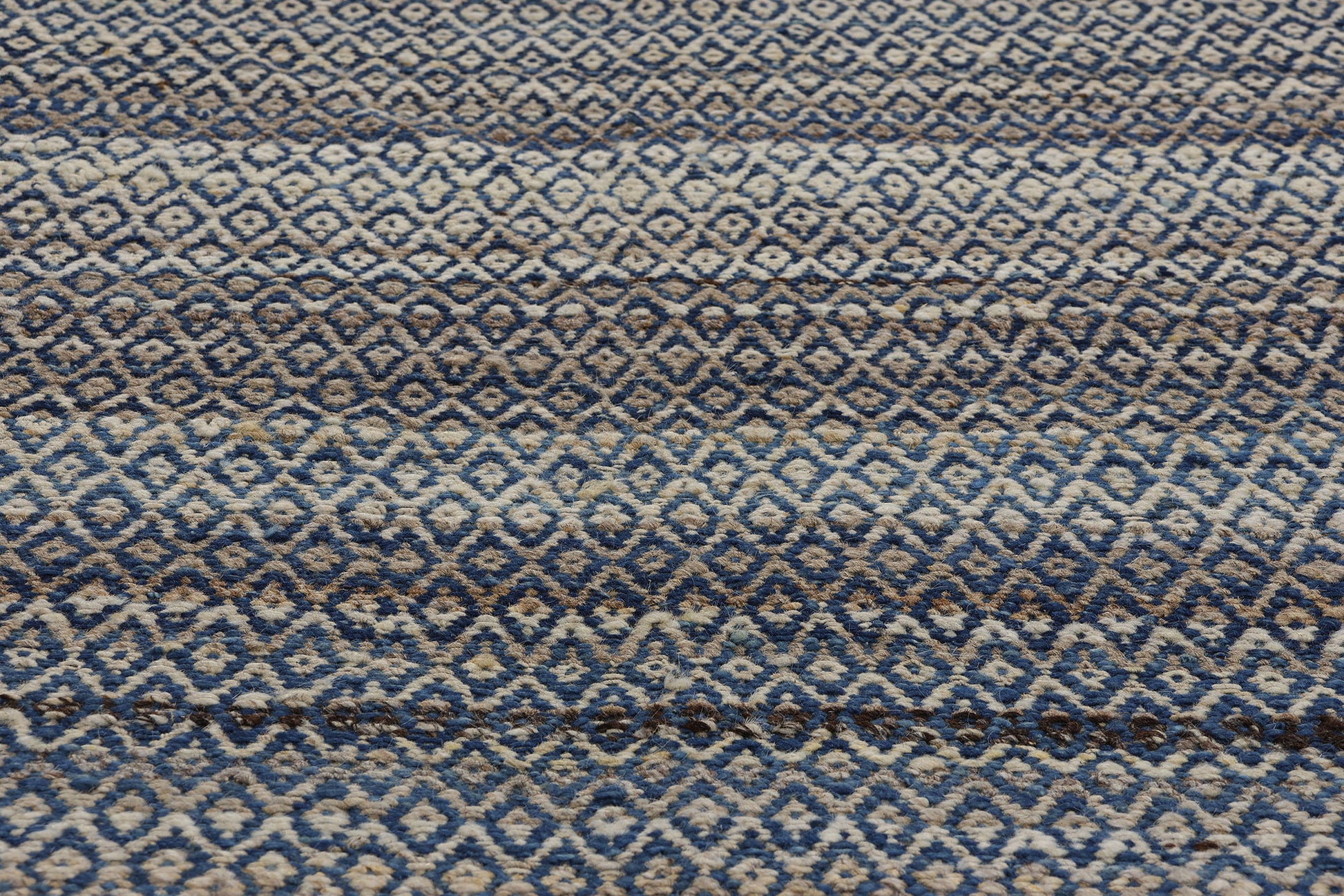 9 x 12 Modern Blue Earth-Tone Diamond Kilim Rug 81099