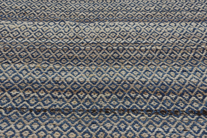 9 x 12 Modern Blue Earth-Tone Diamond Kilim Rug 81099