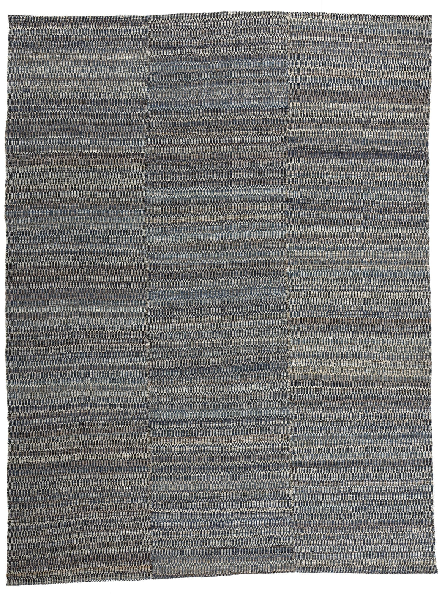 9 x 12 Modern Blue Earth-Tone Geometric Kilim Rug 81102
