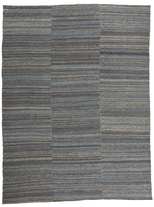9 x 12 Modern Blue Earth-Tone Geometric Kilim Rug 81102