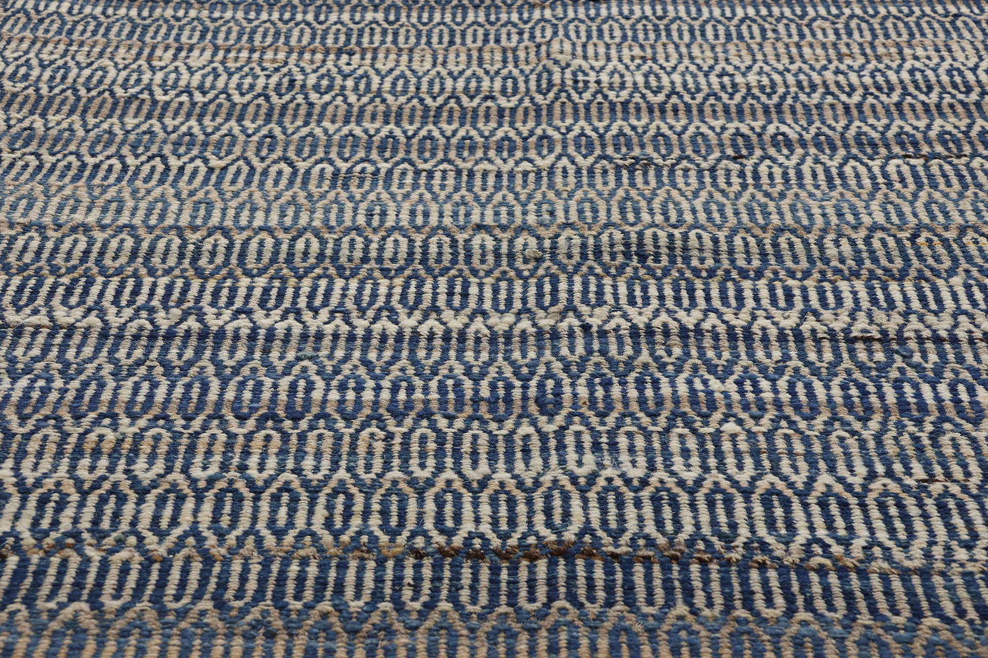 9 x 12 Modern Blue Earth-Tone Geometric Kilim Rug 81102