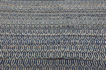 9 x 12 Modern Blue Earth-Tone Geometric Kilim Rug 81102