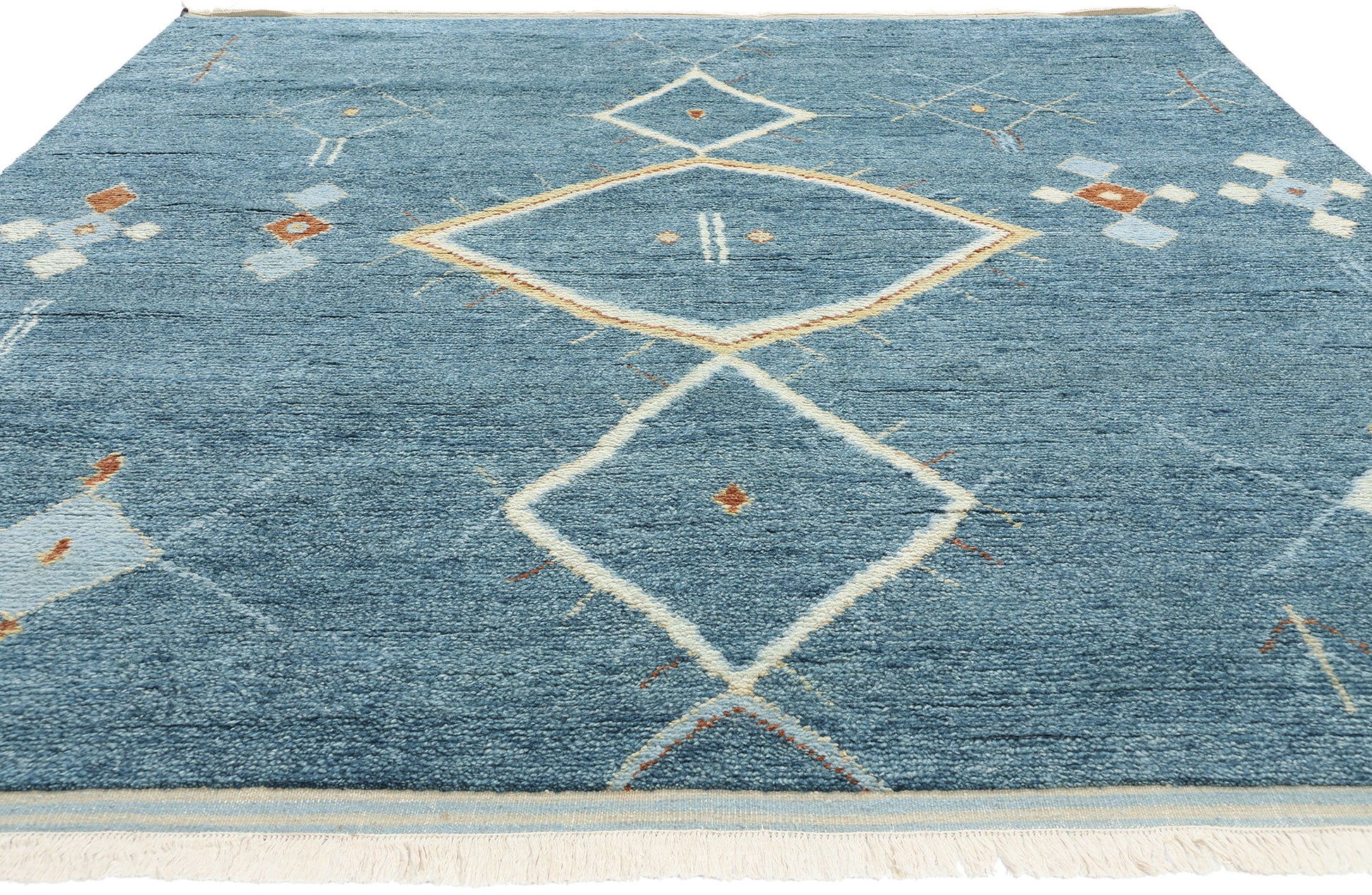 8 x 10 Modern Blue Tribal Moroccan Rug 31213
