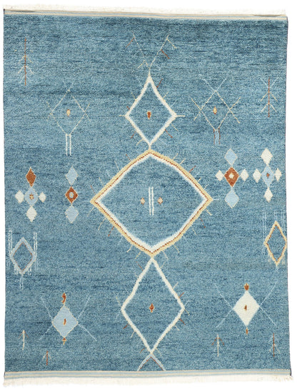 8 x 10 Modern Blue Tribal Moroccan Rug 31213