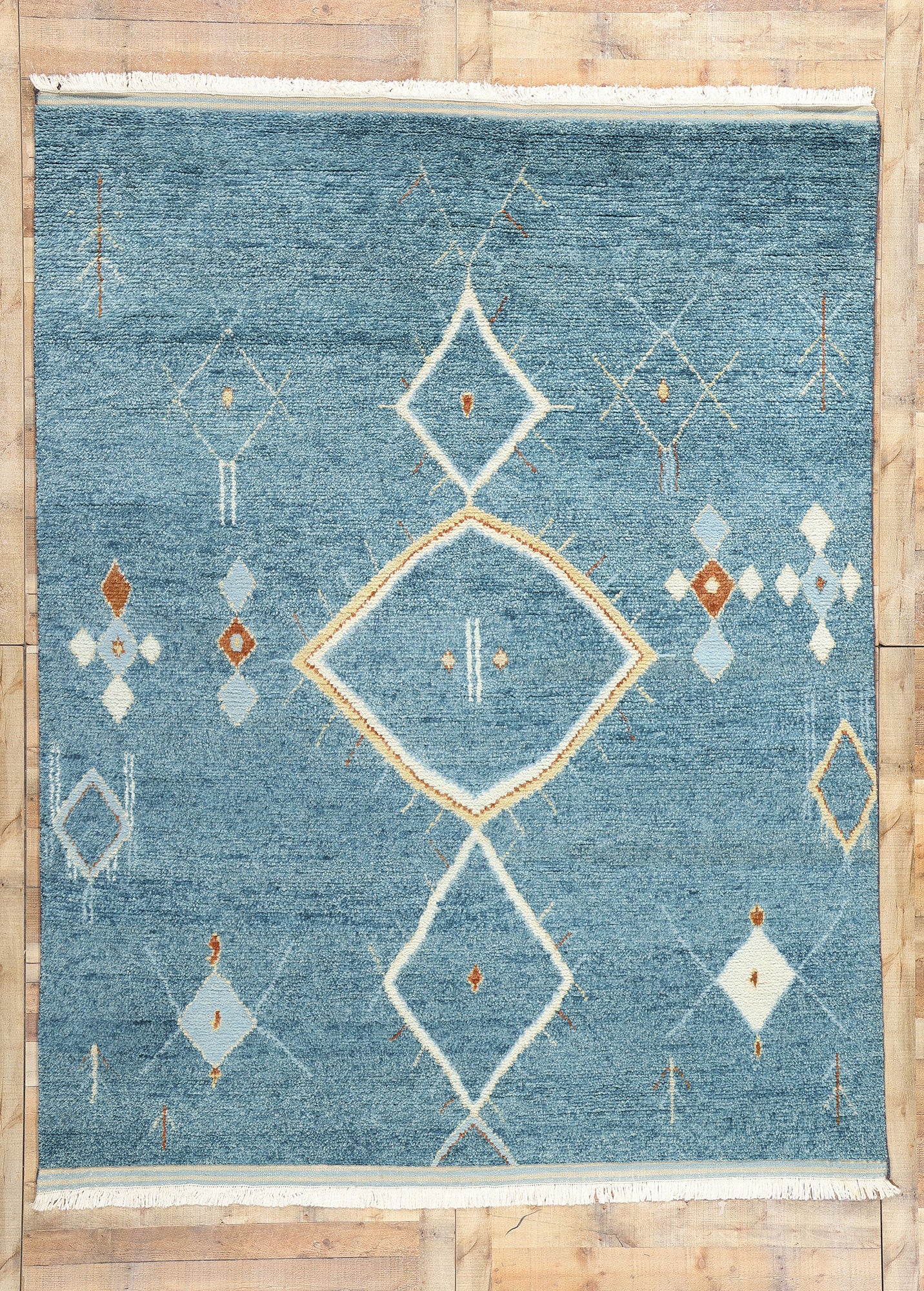 8 x 10 Modern Blue Tribal Moroccan Rug 31213