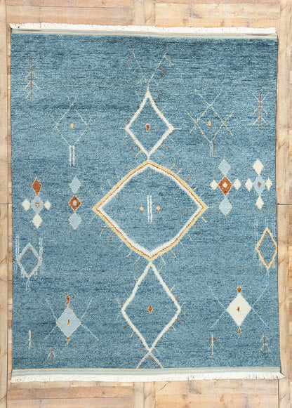 8 x 10 Modern Blue Tribal Moroccan Rug 31213