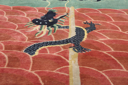 10 x 13 Modern Chinese Art Deco Dragon Rug 31331