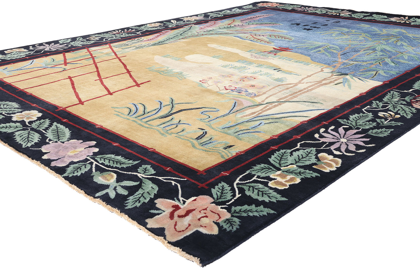 9 x 12 Modern Chinese Art Deco Pictorial Rug 31332