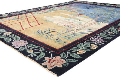 9 x 12 Modern Chinese Art Deco Pictorial Rug 31332