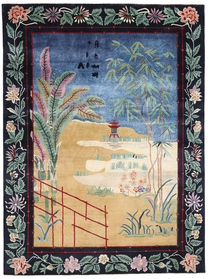 9 x 12 Modern Chinese Art Deco Pictorial Rug 31332