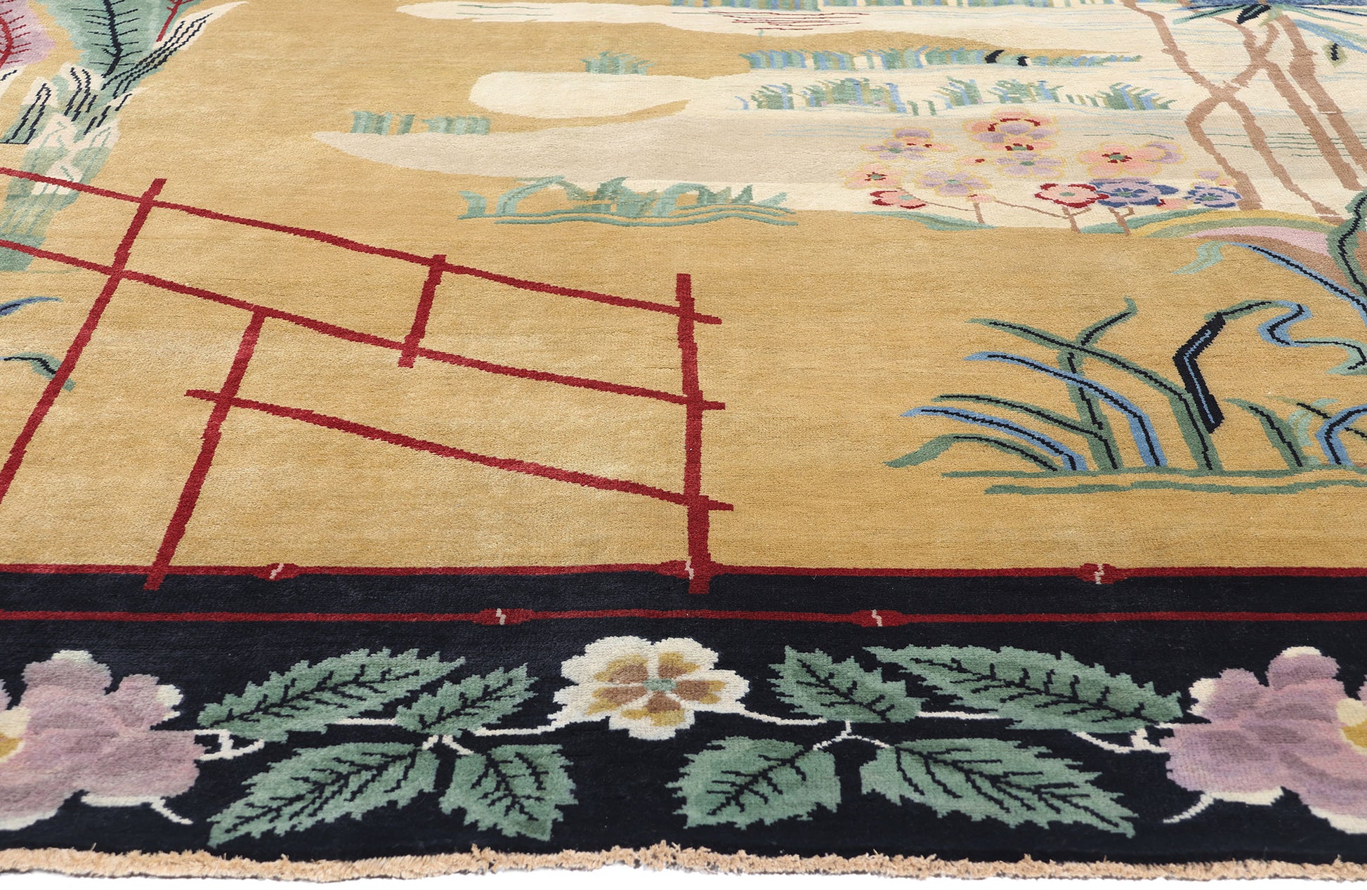 9 x 12 Modern Chinese Art Deco Pictorial Rug 31332