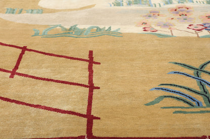 9 x 12 Modern Chinese Art Deco Pictorial Rug 31332