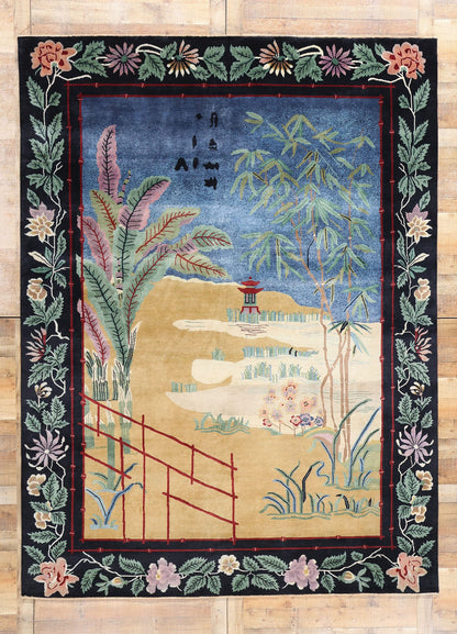 9 x 12 Modern Chinese Art Deco Pictorial Rug 31332