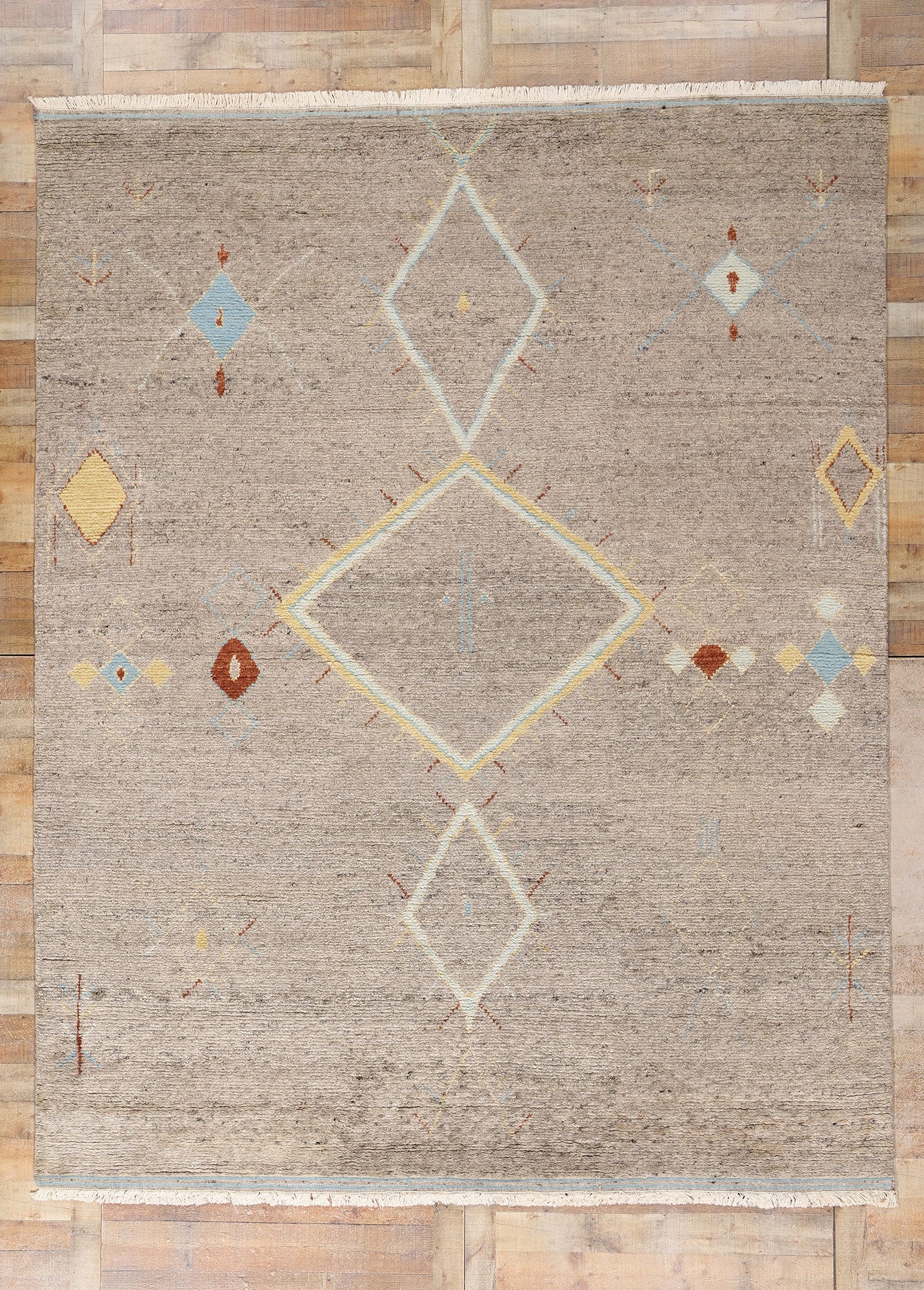 9 x 12 Modern Tribal Gray Moroccan Rug 31293