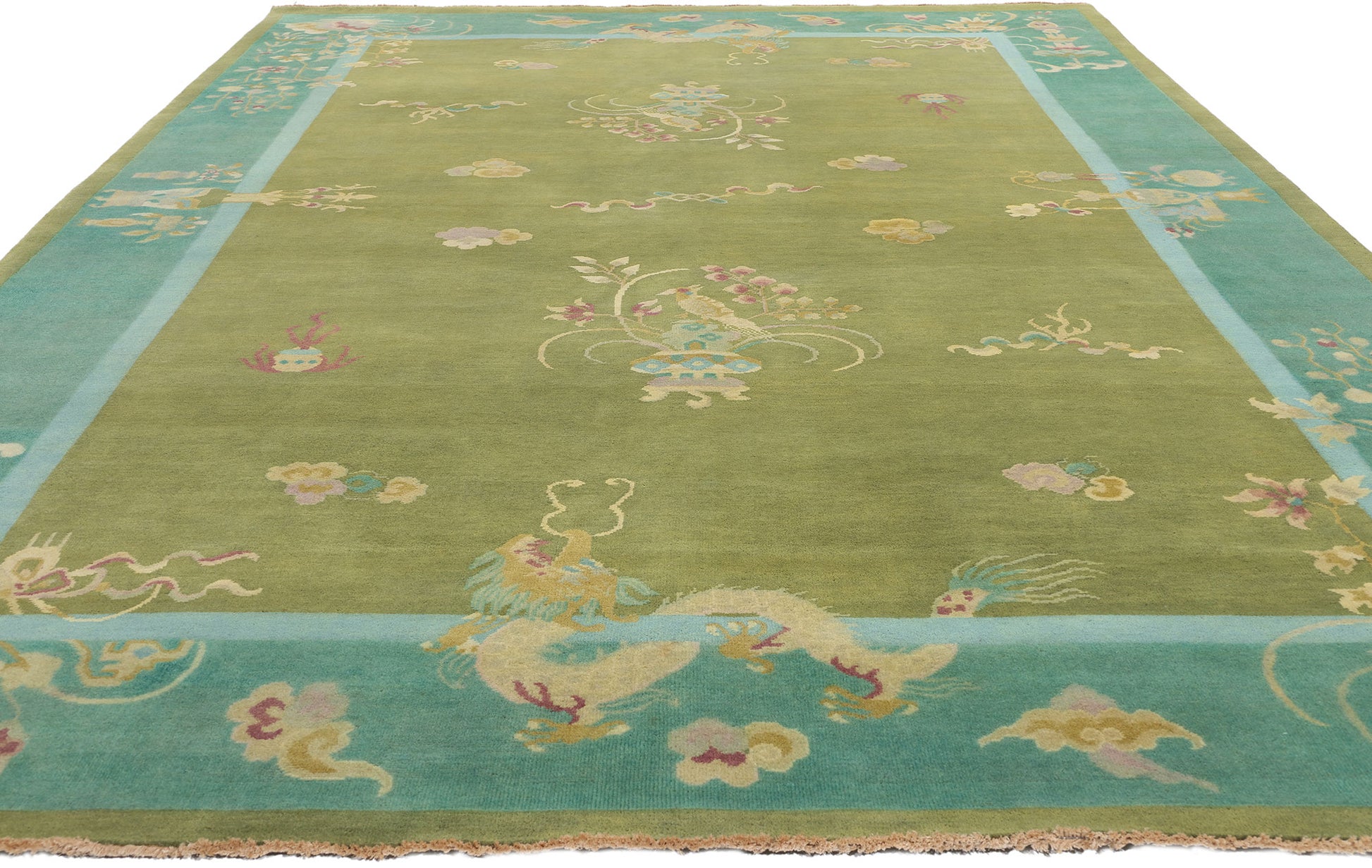 8 x 12 Modern Green Chinese Art Deco Rug 31330