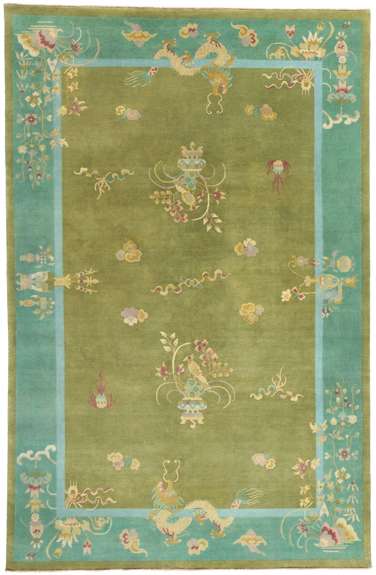 8 x 12 Modern Green Chinese Art Deco Rug 31330