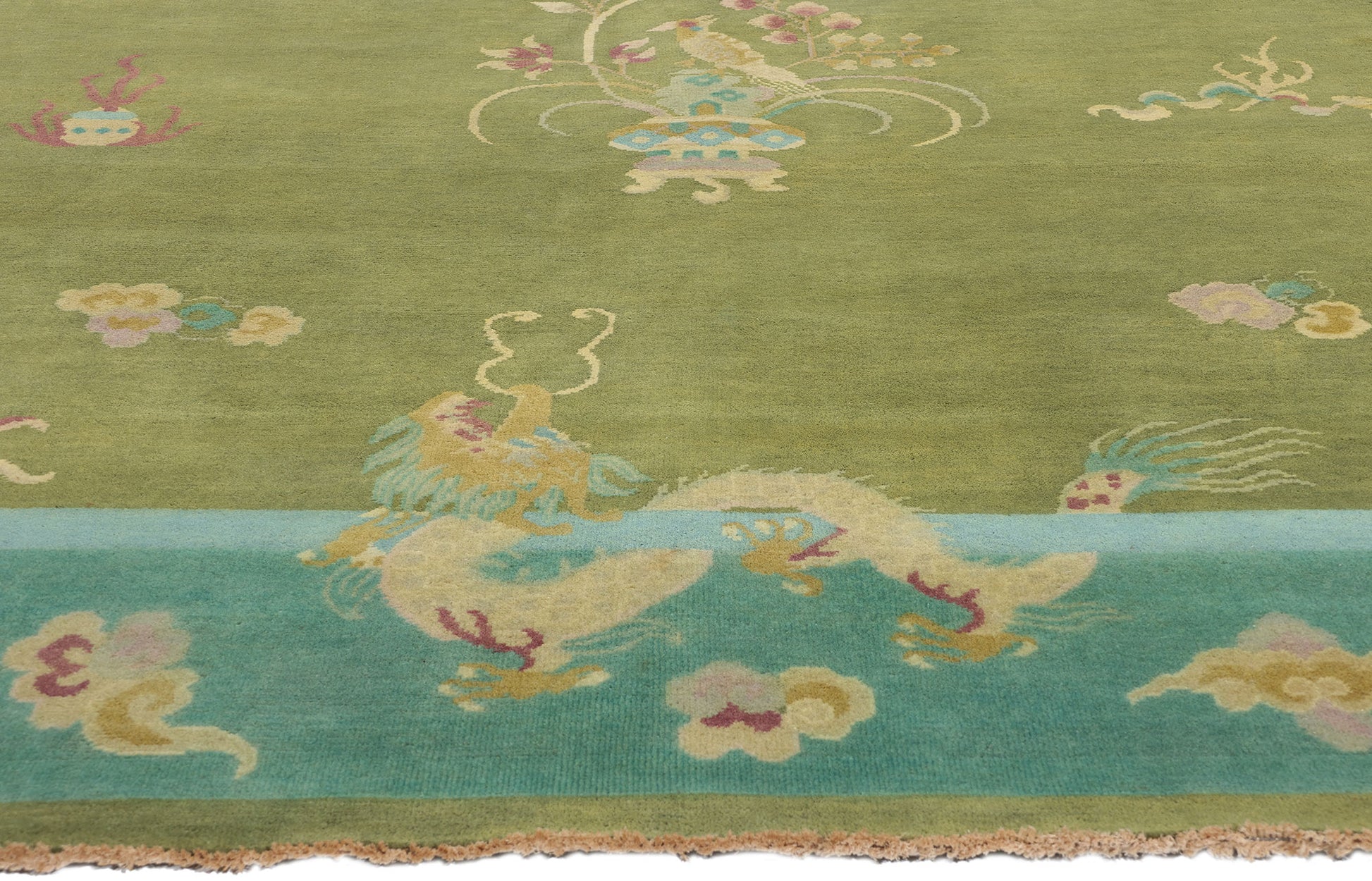 8 x 12 Modern Green Chinese Art Deco Rug 31330