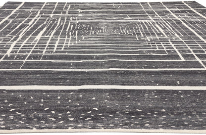 9 x 12 Modern Gray Geometric High-Low Rug 30986