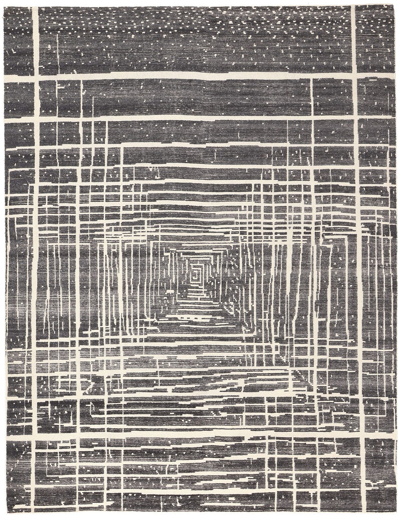 9 x 12 Modern Gray Geometric High-Low Rug 30986