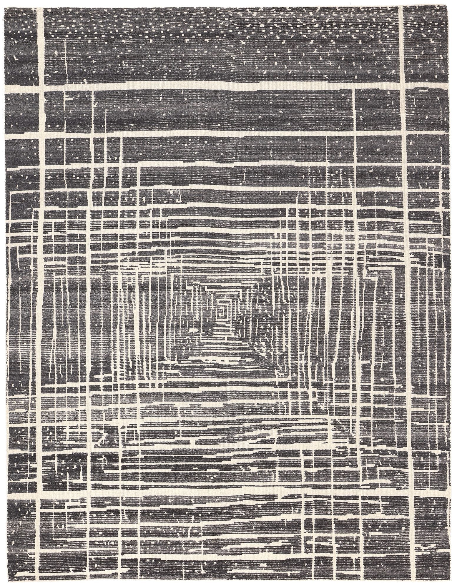 9 x 12 Modern Gray Geometric High-Low Rug 30986