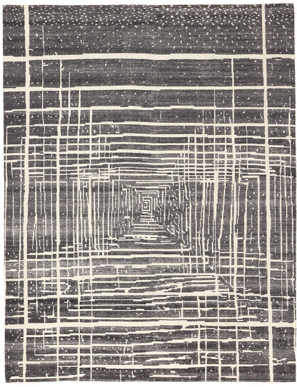 9 x 12 Modern Gray Geometric High-Low Rug 30986