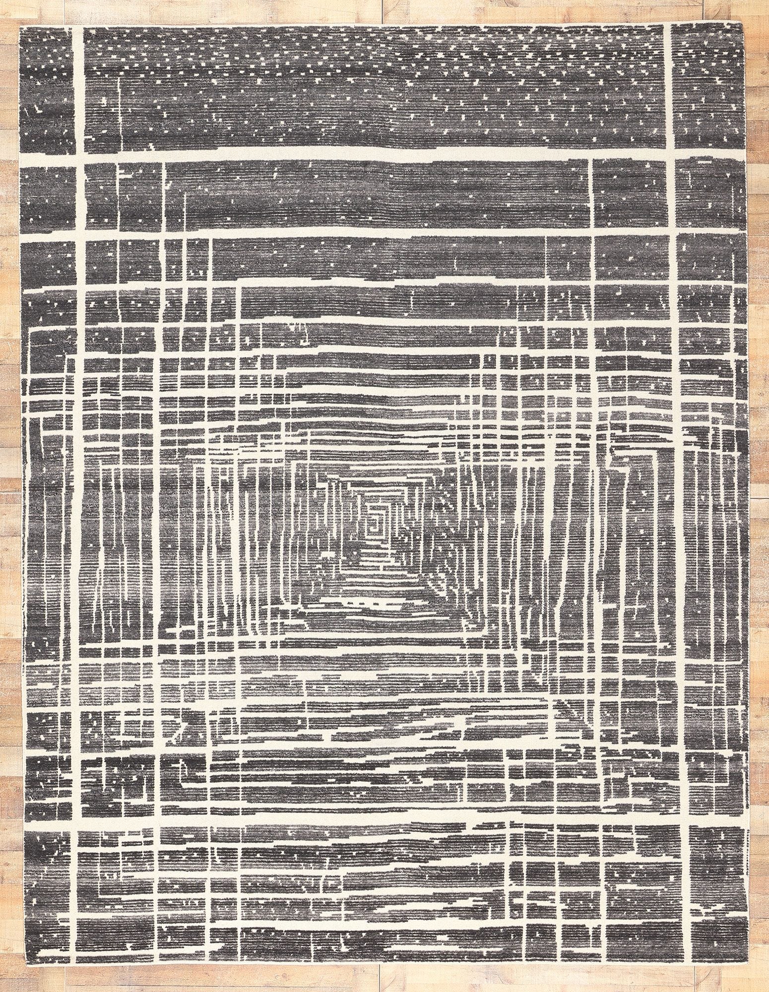 9 x 12 Modern Gray Geometric High-Low Rug 30986
