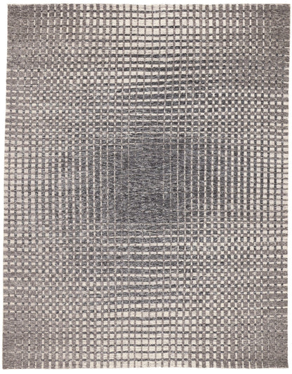 9 x 12 Modern Gray Geometric High-Low Rug 30979