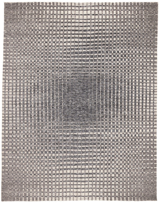 9 x 12 Modern Gray Geometric High-Low Rug 30979