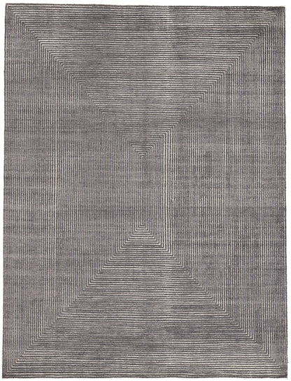 9 x 12 Modern Gray Geometric High-Low Rug 30982