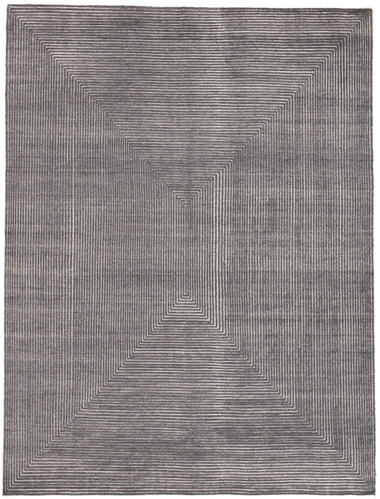 9 x 12 Modern Gray Geometric High-Low Rug 30982
