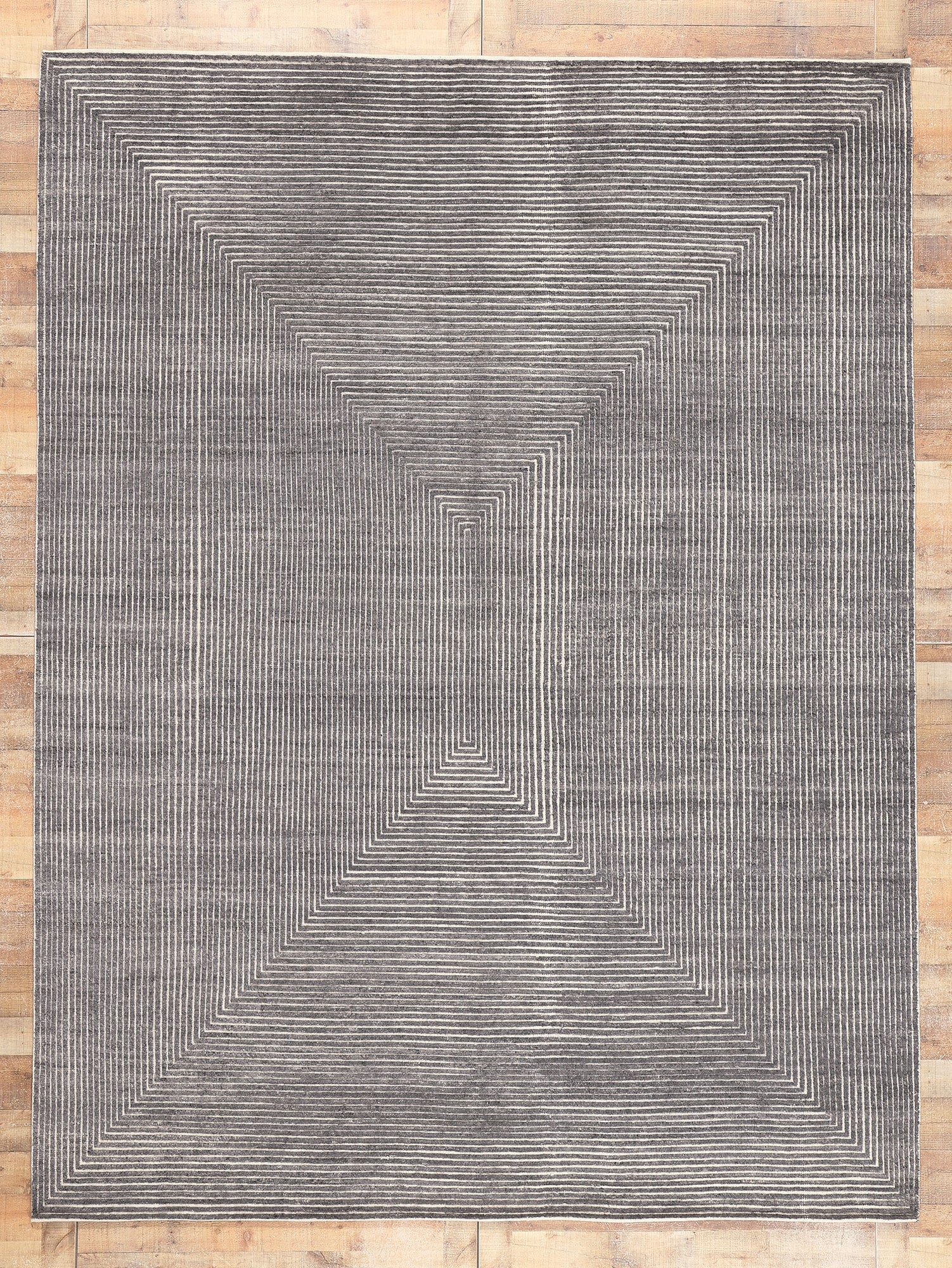 9 x 12 Modern Gray Geometric High-Low Rug 30982