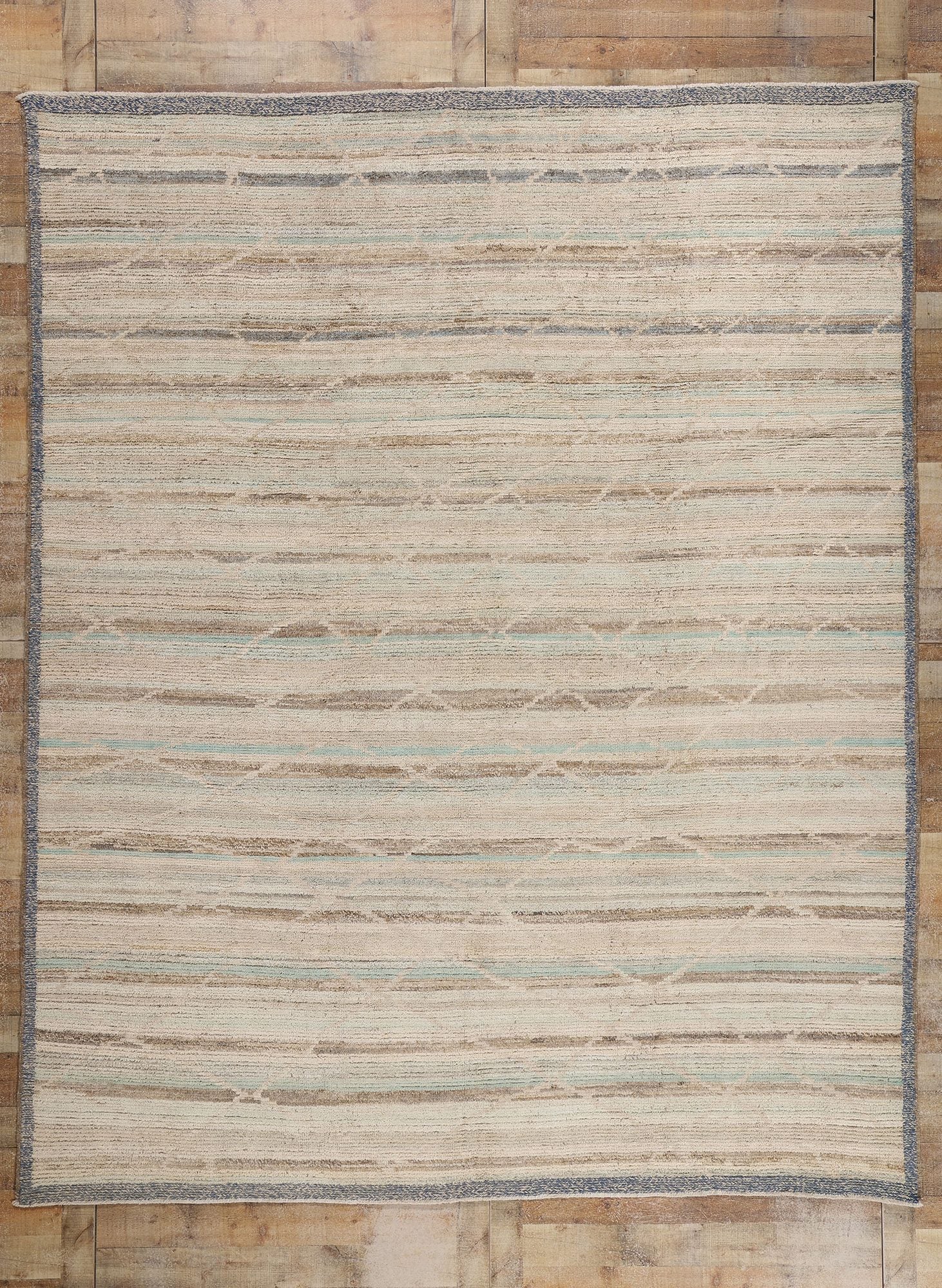 9 x 11 Modern Boho Tonal Striped Moroccan Rug 81078