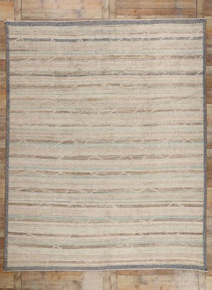 9 x 11 Modern Boho Tonal Striped Moroccan Rug 81078